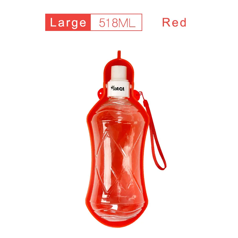 280/518 мл складная пластиковая бутылка для воды для собак, кошек, путешествий, щенков, поилка, чашка для домашних животных, диспенсер для подачи воды - Цвет: 518 ML Red