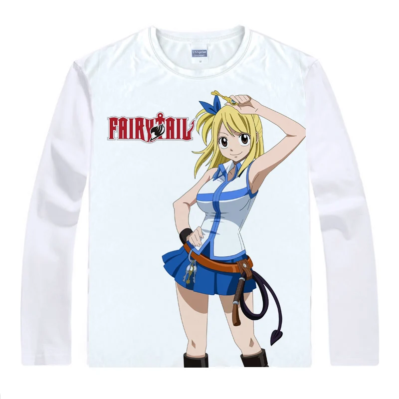 Аниме рубашка Coolprint футболки с хвостом феи мульти стиль длинным рукавом Natsu Dragneel