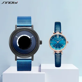 

SINOBI New Lover’s Watches for Men and Women Fashion Quartz Wristwatch Creative Clock Couple Watch Gifts Set for Sale relogio