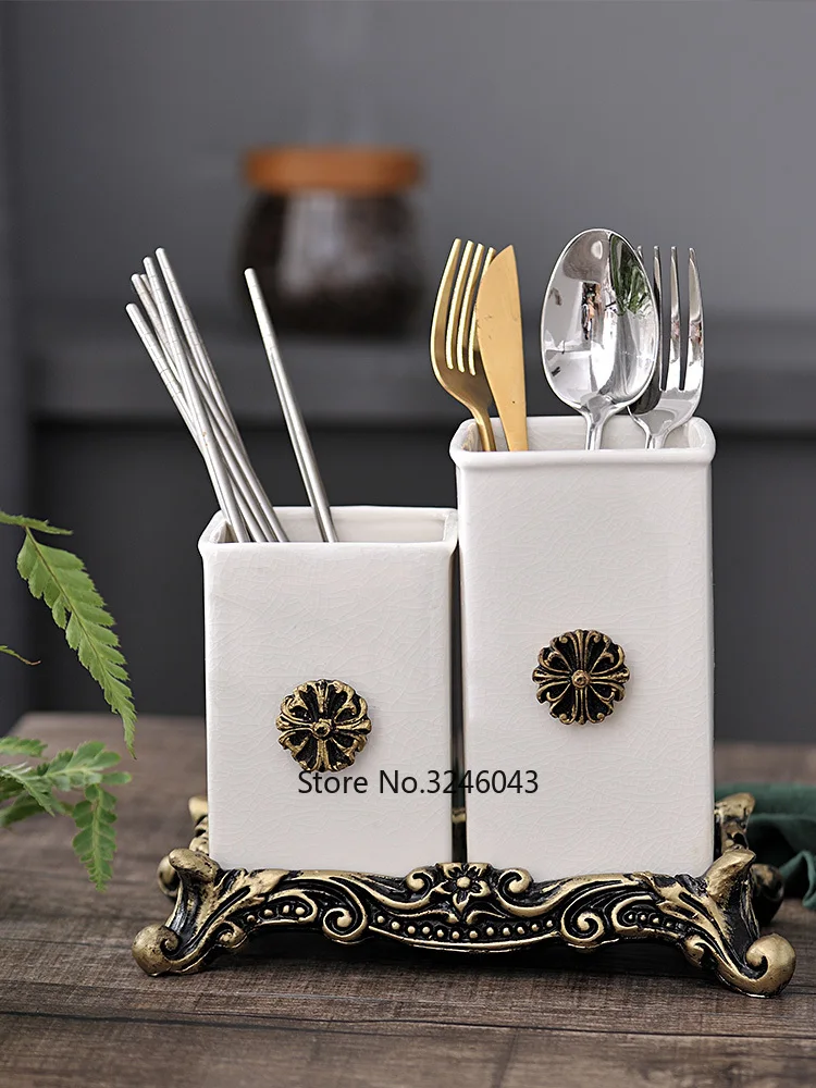  High-grade Nordic ceramic creative household drain chopsticks tube American chopsticks box kitchen  - 32933262180