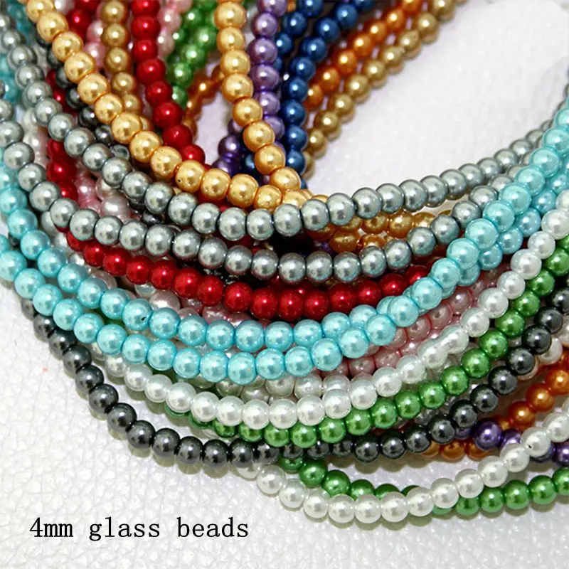 

Round Glass Beads Imitation Pearls 4mm 13 Colors Beads for Jewelry Making Approx 195Pcs for DIY Craft Necklace Handmade Bracelet