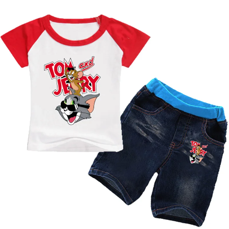 Z& Y/ летний комплект одежды для девочек 2-16 лет, футболка с принтом «Супер Крылья»+ джинсовые шорты, комплект из 2 предметов, одежда для маленьких мальчиков, детская одежда