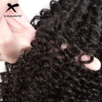 X-Elements Brazilian Kinky Curly Hair Bundles 1/3/4 Pcs Remy Human Hair Weave Bundles 8-28 Inch Natural Color Hair Extensions 5