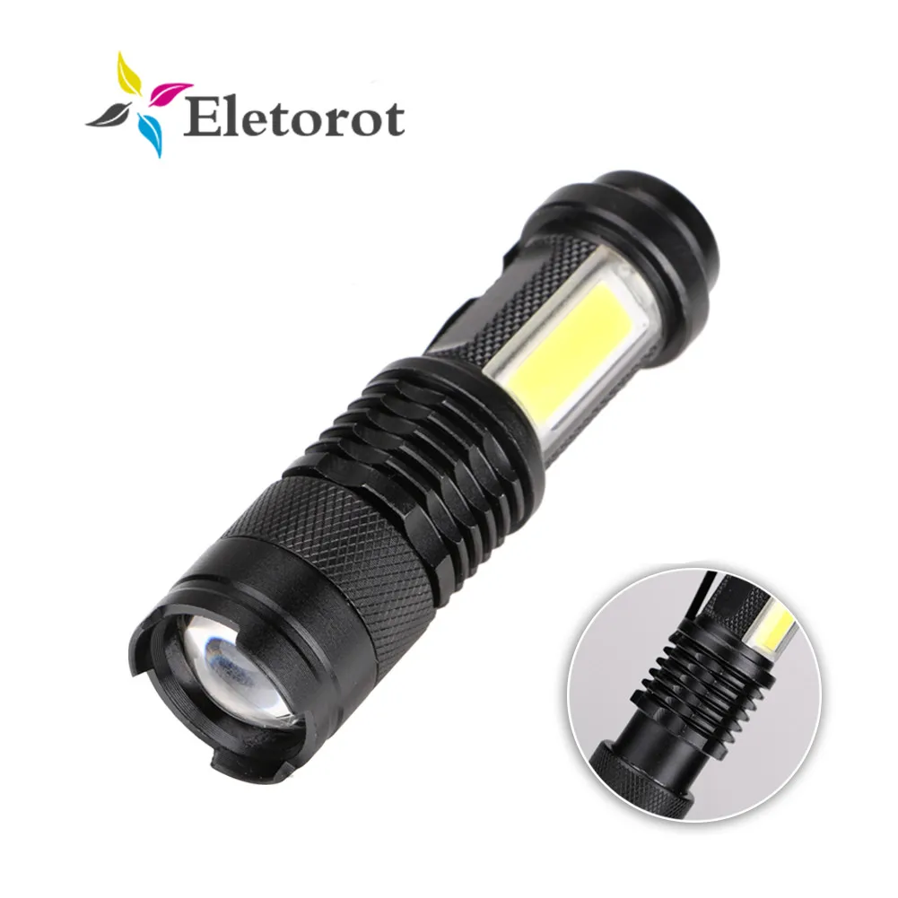 

LED Mini Flashlight Portable Zoomable 2000LM XPE+COB Waterproof Torch Adjustable Focus Camping Linternas Use AA 14500 Battery