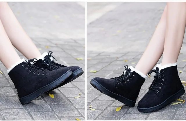 Classic Women Winter Boots Suede Ankle Snow Boots Female Warm Fur Plush Insole High Quality Botas Mujer Lace-Up -