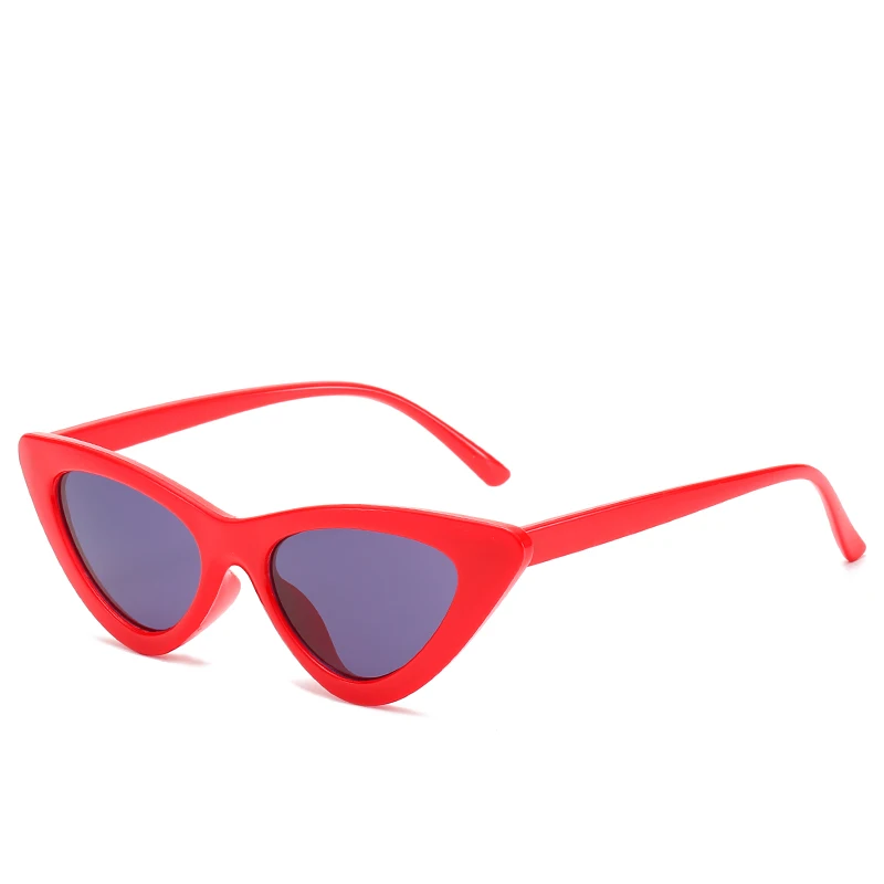 Винтажные Модные солнцезащитные очки кошачий глаз для женщин, Брендовые женские Ретро треугольные кошачьи очки oculos feminino - Цвет линз: Red Grey