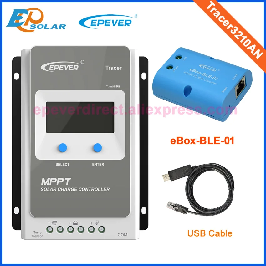 

mppt Tracer3210AN USB cable and eBOX-BLE-01 ble adapter Solar controller connect with Mobile Phone Android System 30A 24V