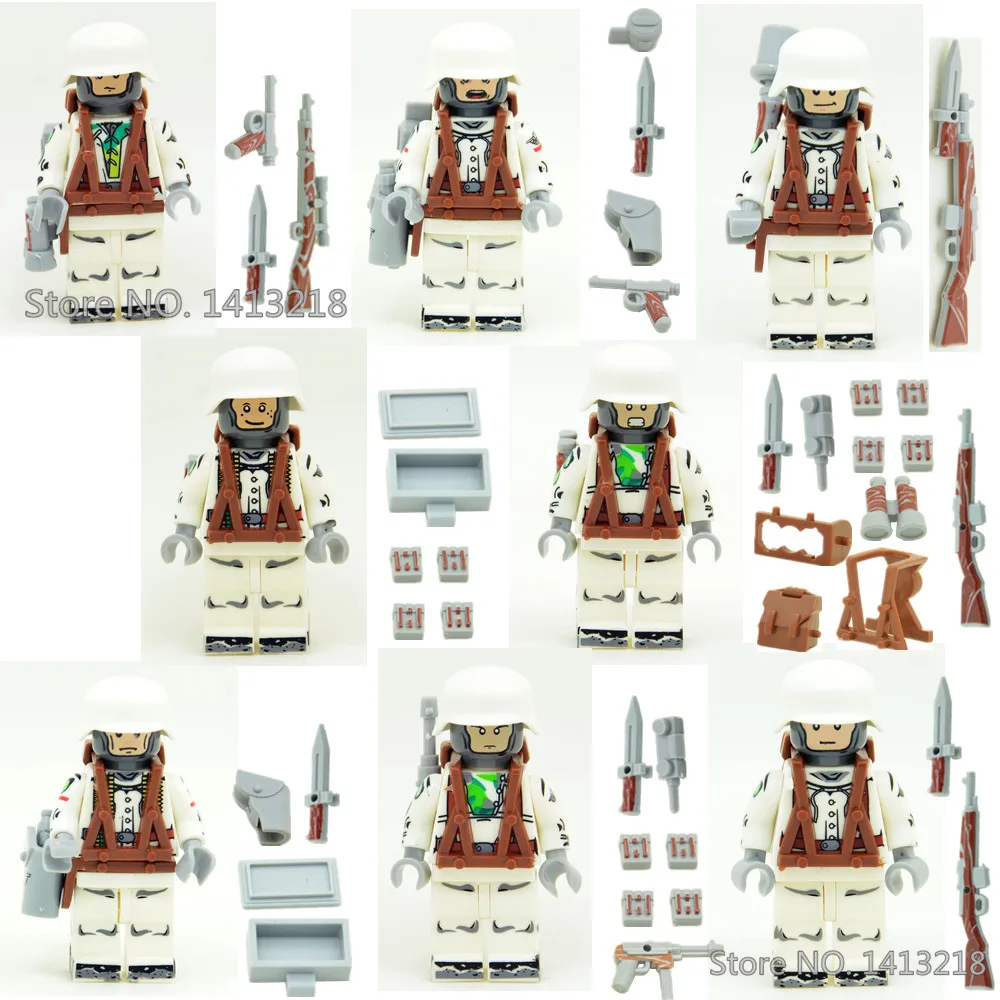 8pcs Special Force MILITARY Snow Soldiers WW2 SWAT Navy Seals Army Building Blocks Figures Educational font