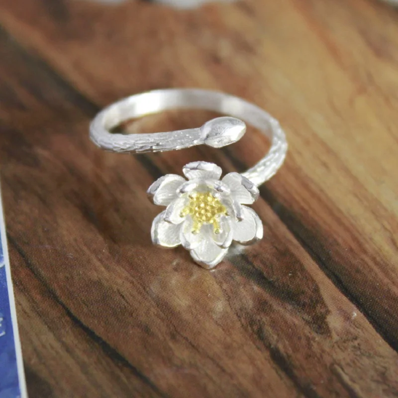 Shunyun Women Jewelry Simple Lotus Adjustable Rings Personality Female