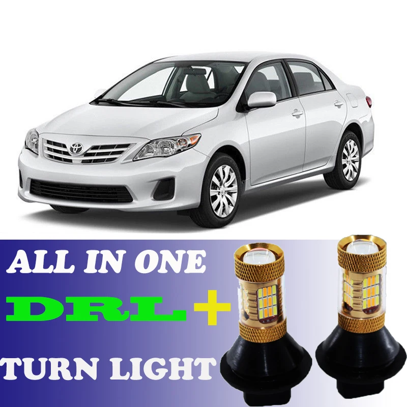 

2pcs Dual Color T20 7440 For Toyota Corolla 2007-2014 Front LEDDaytime Running Light DRL&Turn Signal light OBC Canbus Error Free