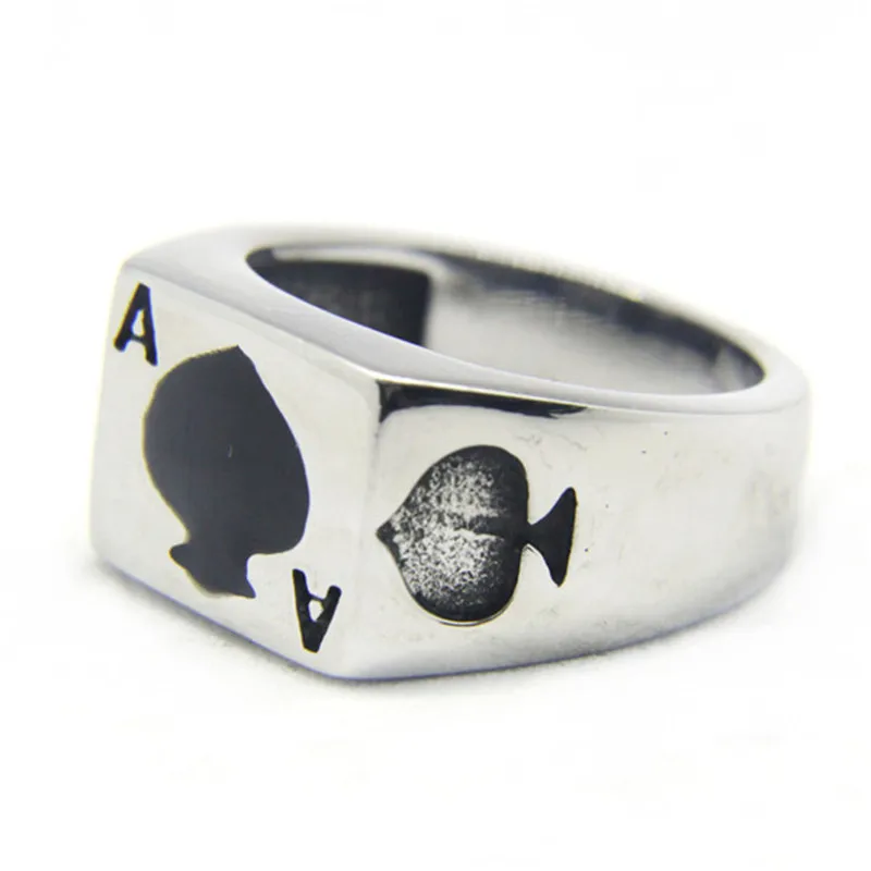 

Support Dropship Size 7-13 Poker Spade Ace Ring 316L Stainless Steel Jewelry Fashion Party Ring