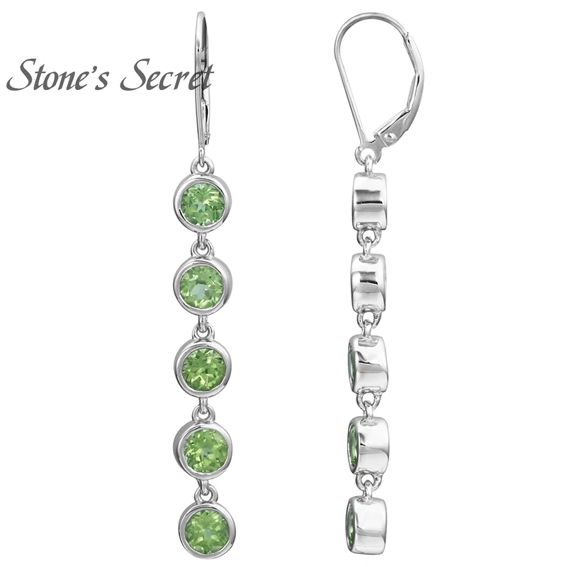 Natural Peridot 925 Sterling Silver Drop Earrings 4.60 Ctw | Украшения и аксессуары