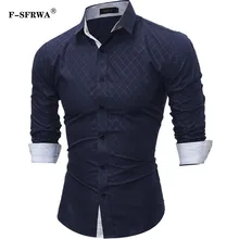 F-SFRWA плед рубашки для мужчин Горячая одежды одежда с длинным рукавом рубашки мода Slim Fit Camisa Masculina Размер XXXL повседневные мужские рубашки