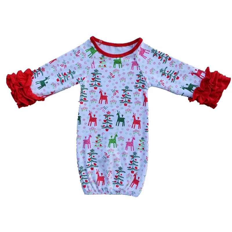 Детская одежда с оборками и длинными рукавами персонализированные ночные рубашки с оборками домашняя одежда для новорожденных девочек Детская Пижама спальный мешок от 0 до 12 месяцев