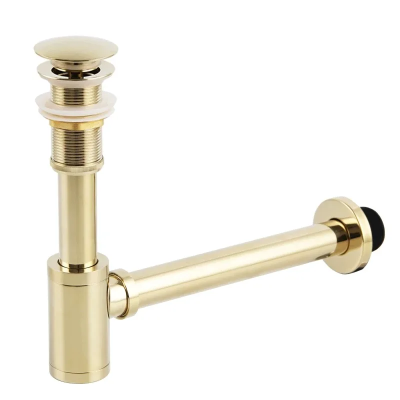 Günstige LIUYUE Becken Pop Up Drain Schwarz Messing Flasche Falle Waschbecken Siphon Drains mit Pop Up Abfluss Kit P TRAP Rohr abfall Hardware