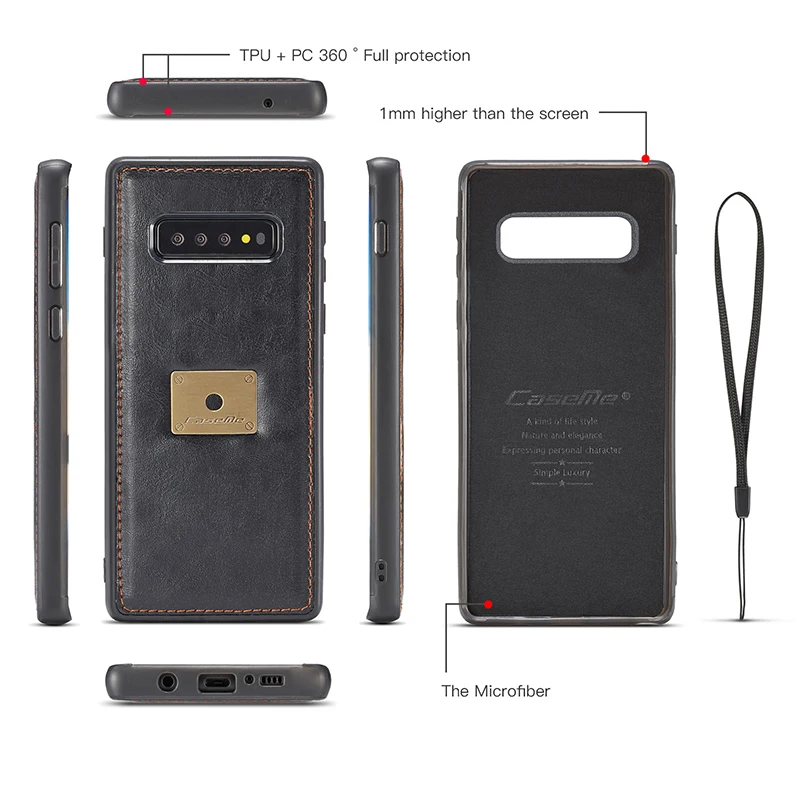Для samsung Note 10 9 8 кошелек кожаный держатель для карт съемный магнитный чехол для samsung Galaxy S8 S9 S10 Note10 Plus S10E