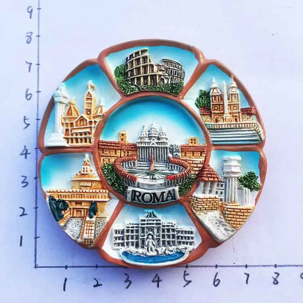

1pcs Rome Italy Tourist Souvenirs Fridge Magnets Piazza San Pietro Colosseum Magnetic Refrigerator Stickers Home Decorations