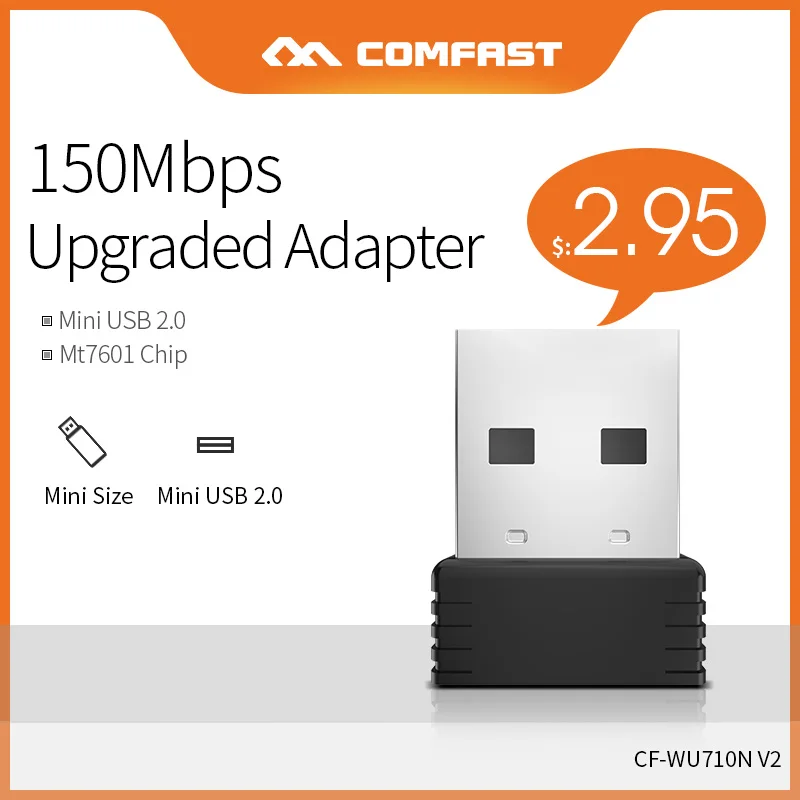 

COMFAST 150Mbps Mini Network Card Wireless USB Adapter 2.4G Wifi Dongle Receiver Intelligent Antenna Point Access CF-WU710N-V2