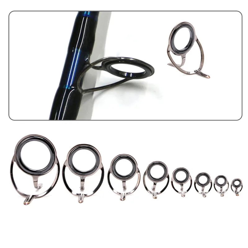 

8Pcs 6# - 30# Stainless Steel Eye Rings Fishing Rod Guides Tips connected Line Repair Kit
