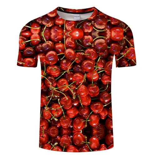 Cereza impresión Camiseta 3D Camiseta hombres mujeres T Camiseta de calidad Tee Streatwear superior 6XL Casual manga corta Camiseta cuello de la gota nave
