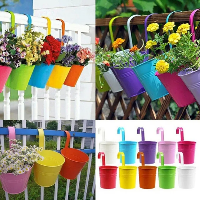 10 Colors Garden Plant Planter Home Decoration Hanging Pots Metal 10 Colors Garden Plant Planter Home Decoration Hanging Pots Metal Iron Flower Pot Balcony