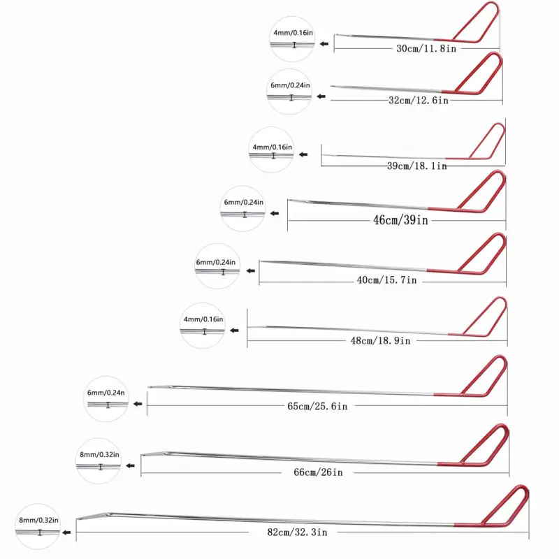 10 шт./компл. PDR инструменты Весна сталь толкатели безболезненный вмятин ремонт градом удаление "хвостатый" набор