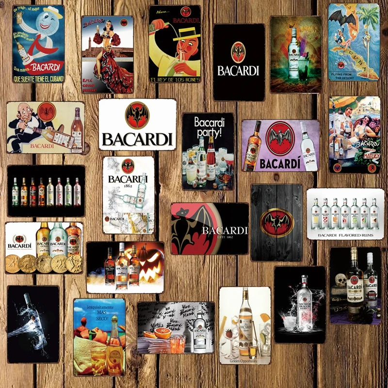 

[ WellCraft ] Bacardi Beer Metal Signs Wall Plaque Sticker Poster Party Decor for Pub bar Mural Iron Painting FG-236