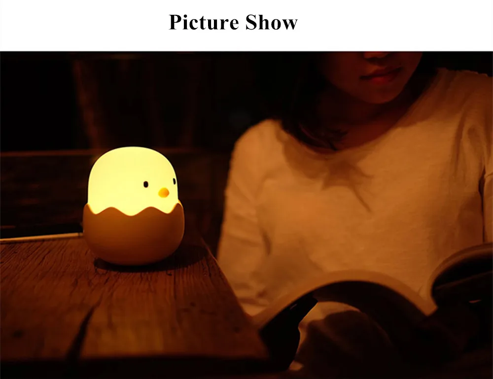 Warm White Ambient Night Light Cute Cartoon Egg Shell Chicken Tumbler Rechargeable Touch Bedroom Lamp for Girl Chilren Gift Toy (4)