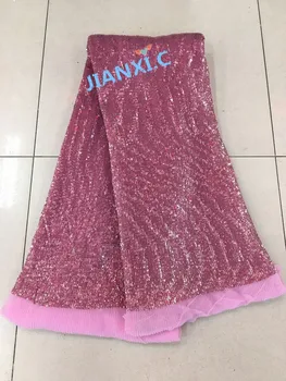 

David-71606 embroidered lace fabric with sequins hot selling french net lace fabric for fashion dress