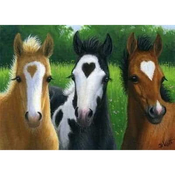

Full Square/Round Drill 5D DIY Diamond Painting "Three horses" 3D Embroidery Cross Stitch 5D Rhinestone Home Decor Gift
