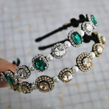 Европа Подиум тиара Кристальный обруч для волос простой свадебный ободок аксессуары для волос жемчуг украшения для волос для Для женщин Девушка ювелирные изделия