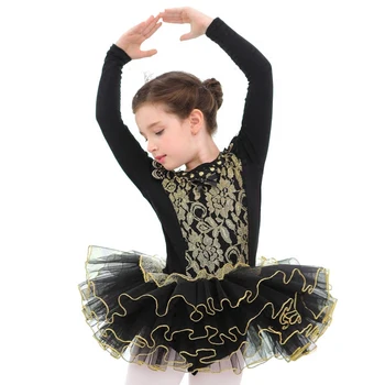 Balet taniec odzież dla dzieci klasyczne z długim rękawem balet Tutu sukienka dorosłych wydajność kostium trykot dziecko balet sukienka B-6383 tanie i dobre opinie BALLET POLIESTER COTTON Dziewczyny black