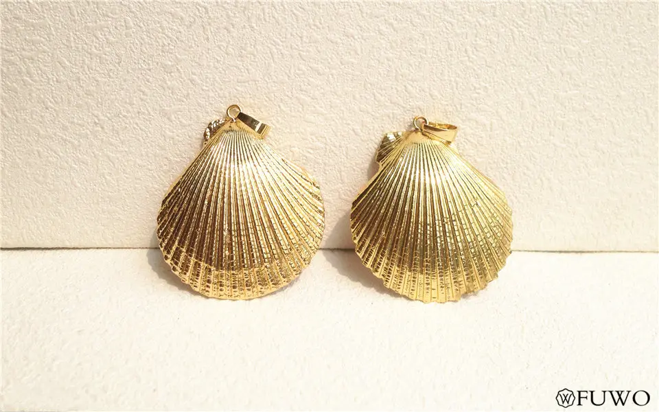 Natural Gold Scallop Shell Pendant 7