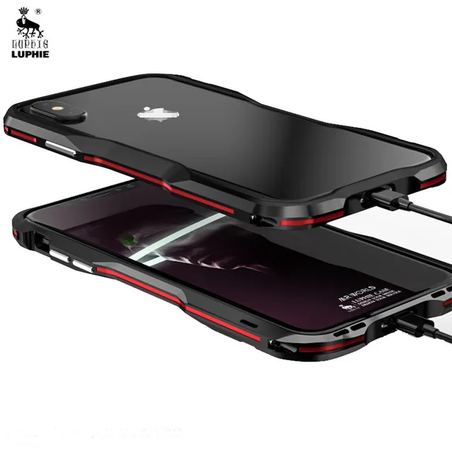 Luphie для iphone x металлический бампер роскошный авиационный алюминиевый рамочные Чехлы для телефона чехол двойной цвет Coque Funda противоударный