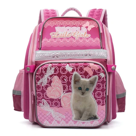 Рюкзак для детей 1-4 лет, школьные сумки для девочек-подростков, сумка для книг с рисунком кота, собаки, водонепроницаемый нейлоновый ортопедический рюкзак - Цвет: Красный