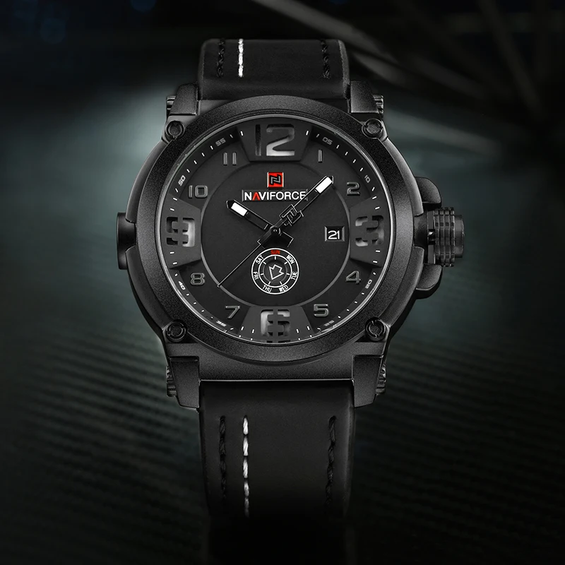 Мужские часы Лидирующий бренд Роскошные спортивные стимпанк naviforce кожаные