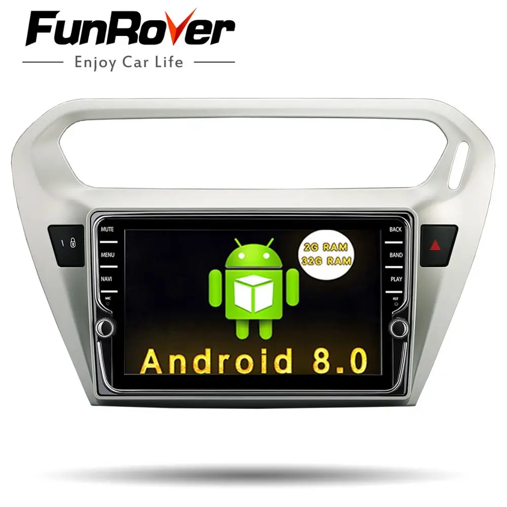 Funrover 8 IPS Android8 0 2din Car DVD multimedia Player navigation for Peugeot 301 Citroen Elysee