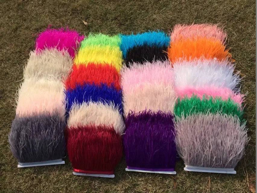 Free shipping 10m natural white ostrich feathers trim ostrich plumes