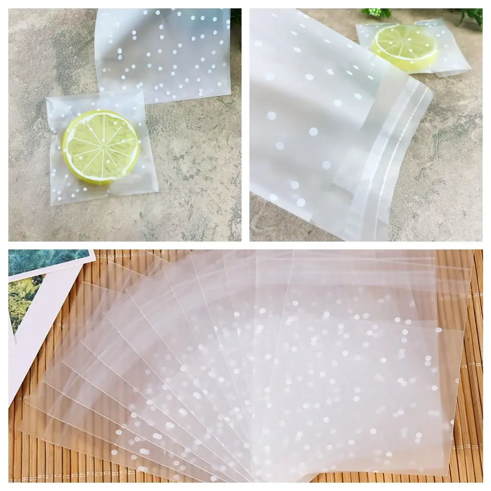 

100 Pcs White Dots Candy Packaging bag Transparent Frosted OPP Plastic Bag Cookie Candy Packaging bag Party Supplies 2 Sizes