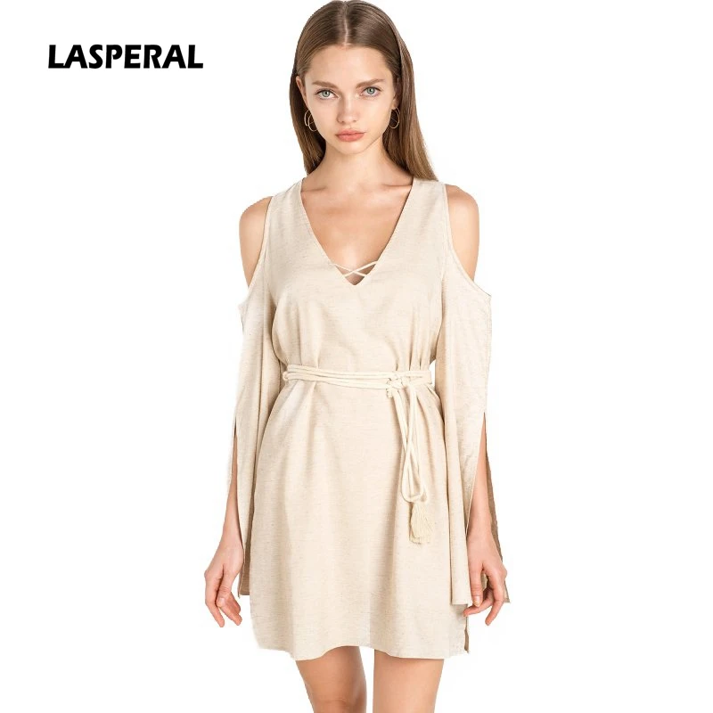 HDY-Haoduoyi-2017-Fashion-Knitted-Mini-Dress-Women-Cold-Shoulder-Female-A-line-Drees-Sweet-Solid