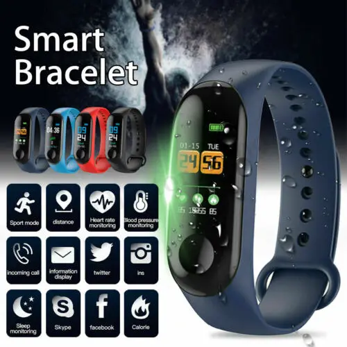 

Smart Watch Blood Pressure Heart Rate Monitor Color Screen Bracelet Wristband for iOS Android