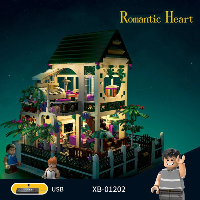 

XingBao 01202 1500Pcs Creative With USB Light Series The Romantic Heart Set Educational Building Blocks Bricks DIY Technic Toys