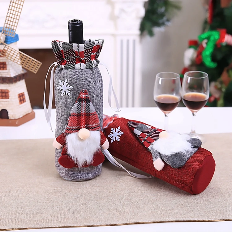 QIFU Санта Клаус, лось, снеговик, Рождественская Крышка для бутылки вина, Рождественский Декор для дома, Navidad, натальные подарки, год