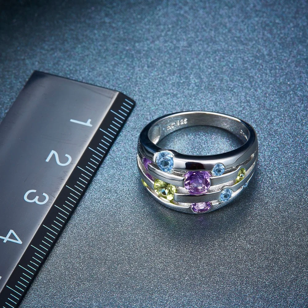 Hutang кольцо серьги Ювелирные наборы натуральный много драгоценных камней Перидот Аметист Топаз 925 пробы серебро ювелирные изделия для женщин