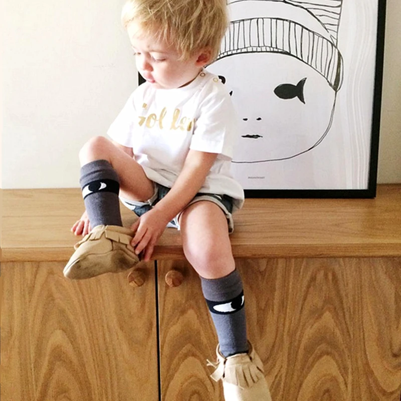 

Baby Knee High Socks Girls Boys Socks Cotton Infant Tube Socks Funny Eyes Cute NewBorn Kids Boys Cool Meias Long Tube Gray 0-6Y