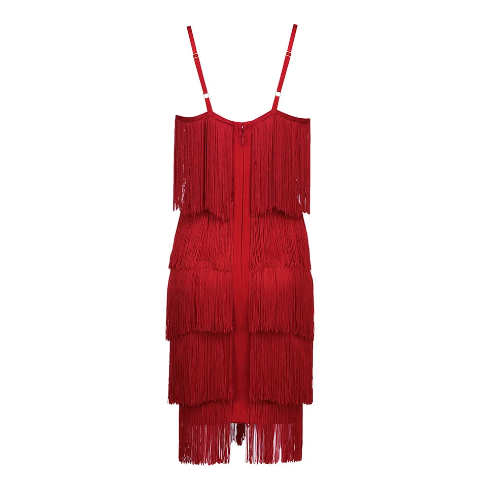 Liser новое летнее женское платье с v-образным вырезом с кисточками Бандажное платье сексуальное облегающее; элегантные туфли в стиле знаменитостей; вечерние черный, Красный платья Vestidos