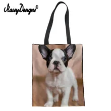 Noisydesigns, милая Холщовая Сумка с принтом бульдогов, Эко сумка, женская сумка для ежедневного шоппинга, сумка, многоразовые тканевые сумки с животными на заказ