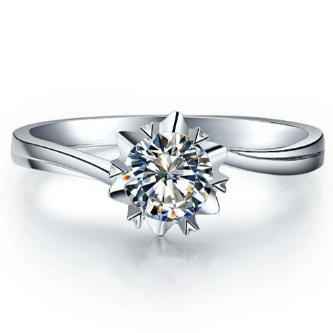 סינטטי פתית שלג יפה 1CT דיאמנט מוצק 750 זהב נשים טבעת נישואים טבעת אירוסין  סיטונאי מפעל OEM מדהים טבעת|טבעות אירוסין| - AliExpress