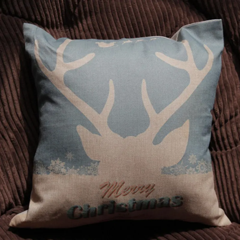 Linen Cushion Cover Deer Printed Decorative Pillows Home Decoration Accessories Easter Pillow Cover Cojines Decorativos Para Sof