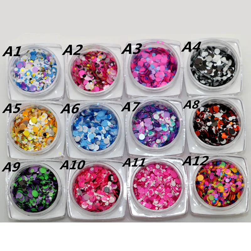 12 Nail Art Блеск КРУГЛОЙ Формы Конфетти Блестки Акриловые Советы УФ-Гель Стиль